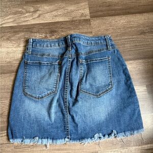 Mudd Blue Denim Mini Skirt with Frayed Hem